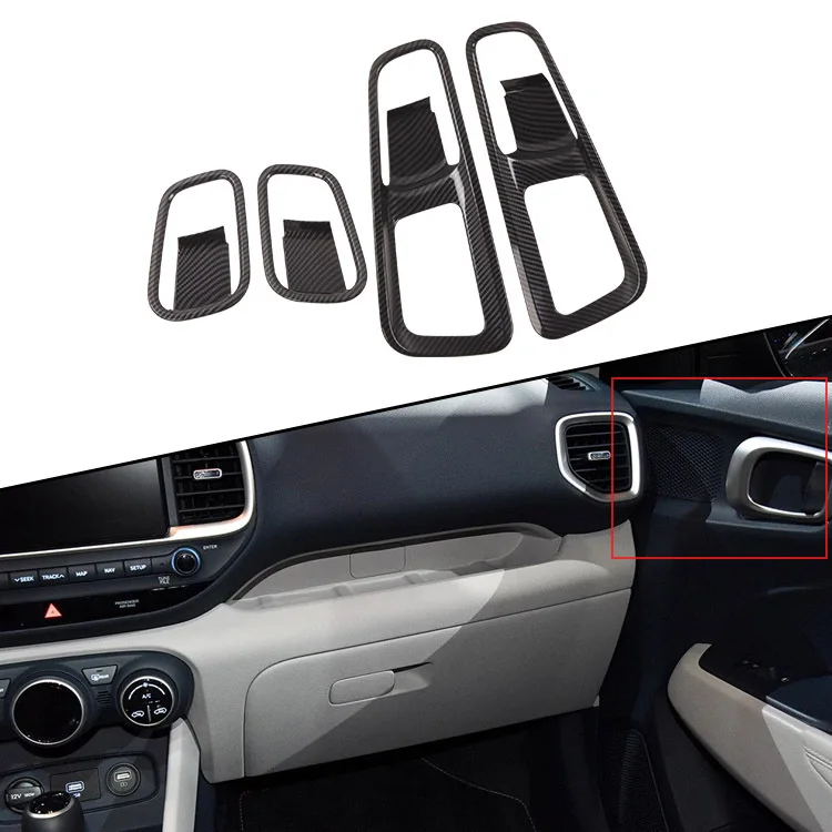 

Внутренняя боковая дверная ручка из углеродного волокна для Hyundai Venue 2019 2020, крышка чаши, внутренняя отделка