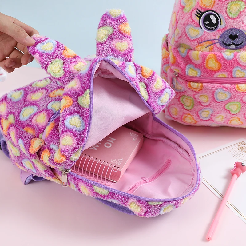 plush cat  bag cartoon schoolbags for girls small kid backpack  school doll bags soft kindergarten cute children bag polyester