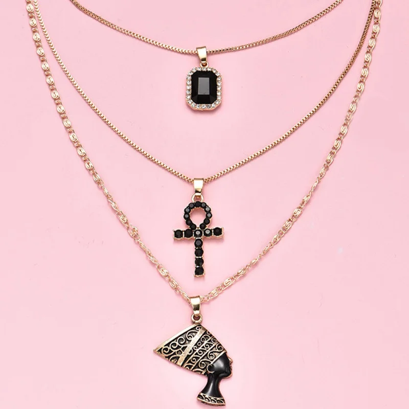 3 шт./компл. набор женских ожерелий в богемном стиле Крест Статуя Фараона