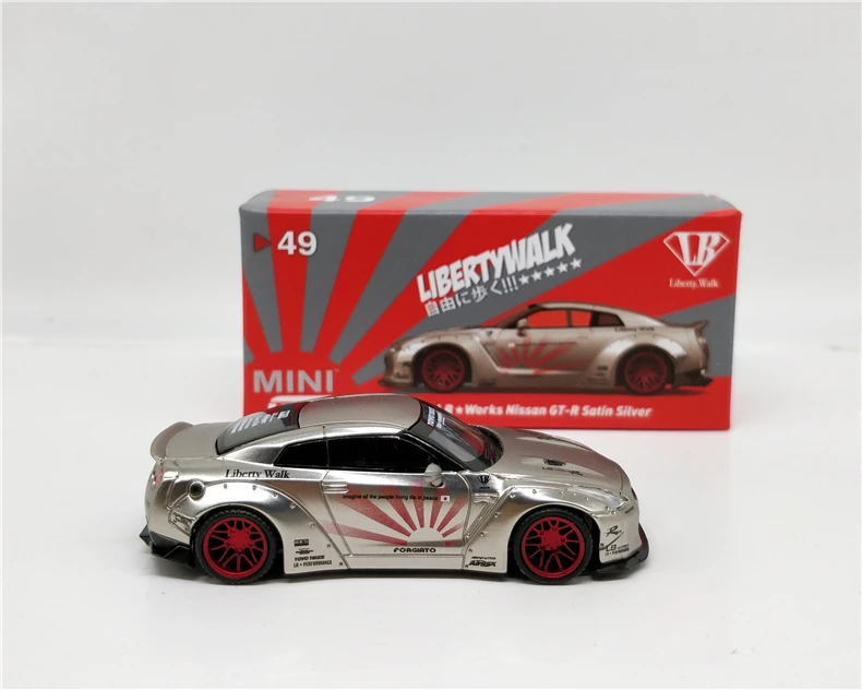 Мини GT 1: 64 LB работает Nissan GTR R35 тип 1 сатин серебро LHD/RHD литой модель автомобиля