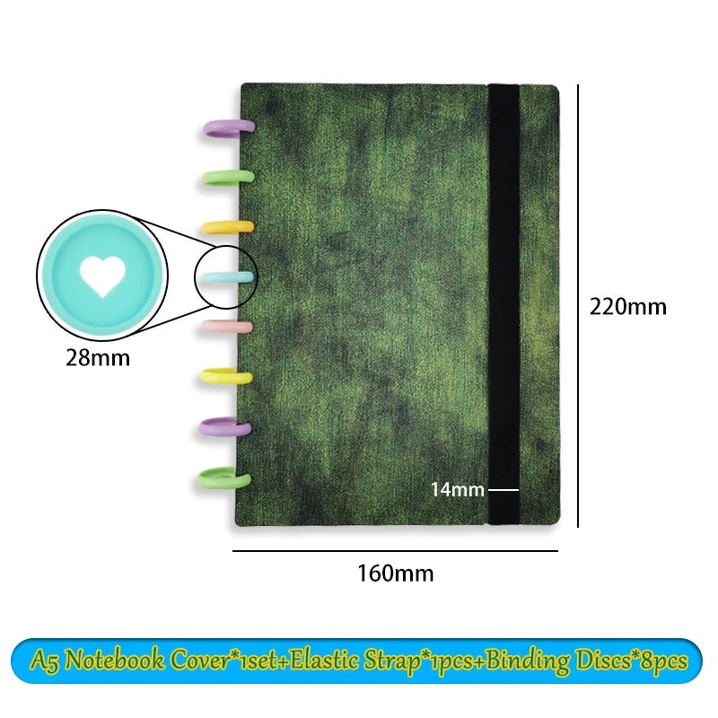 Mushroom Hole A5 Notepad Loose-leaf Notebook Cover Binding Discs Elastic Strap It Can Be Disassembled At Will Supplies | Канцтовары для