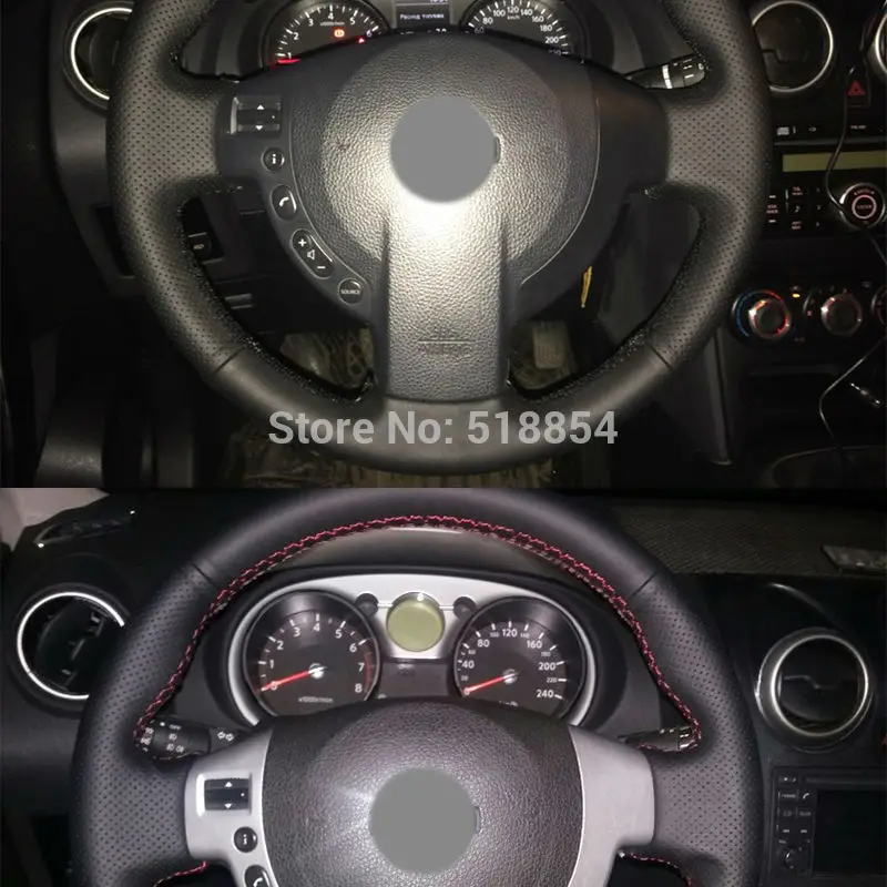 Черный чехол рулевого колеса автомобиля из искусственной кожи для Nissan QASHQAI X-Trail