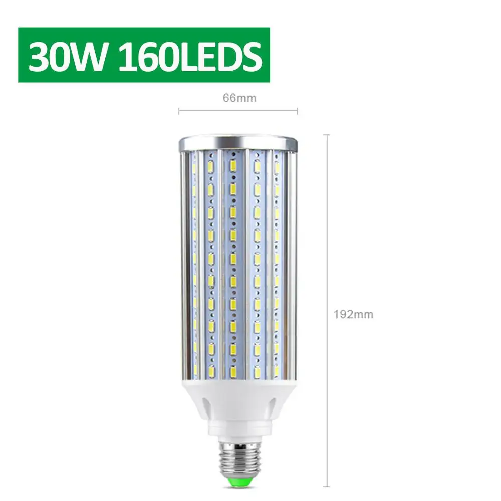 30W 160LEDS Алюминиевый светодиодный светильник для супер светильник большой площади 10 Вт-50 Вт мощная кукурузная лампа E27 Светодиодный светильник 5730 SMD 110 В 220 в украшение дома - Испускаемый цвет: 30W 160LEDS