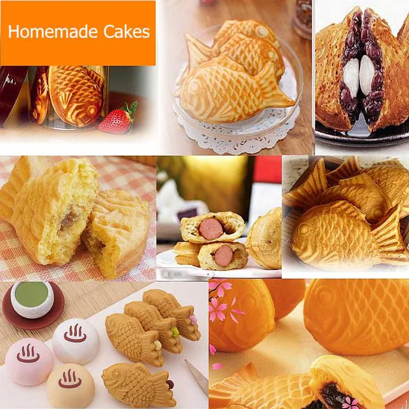 

Waffle maker Japanese Non-Stick Taiyaki Fish Shaped Bakeware Waffle Pan Maker 2 Molds Cake Baking Tools food processor