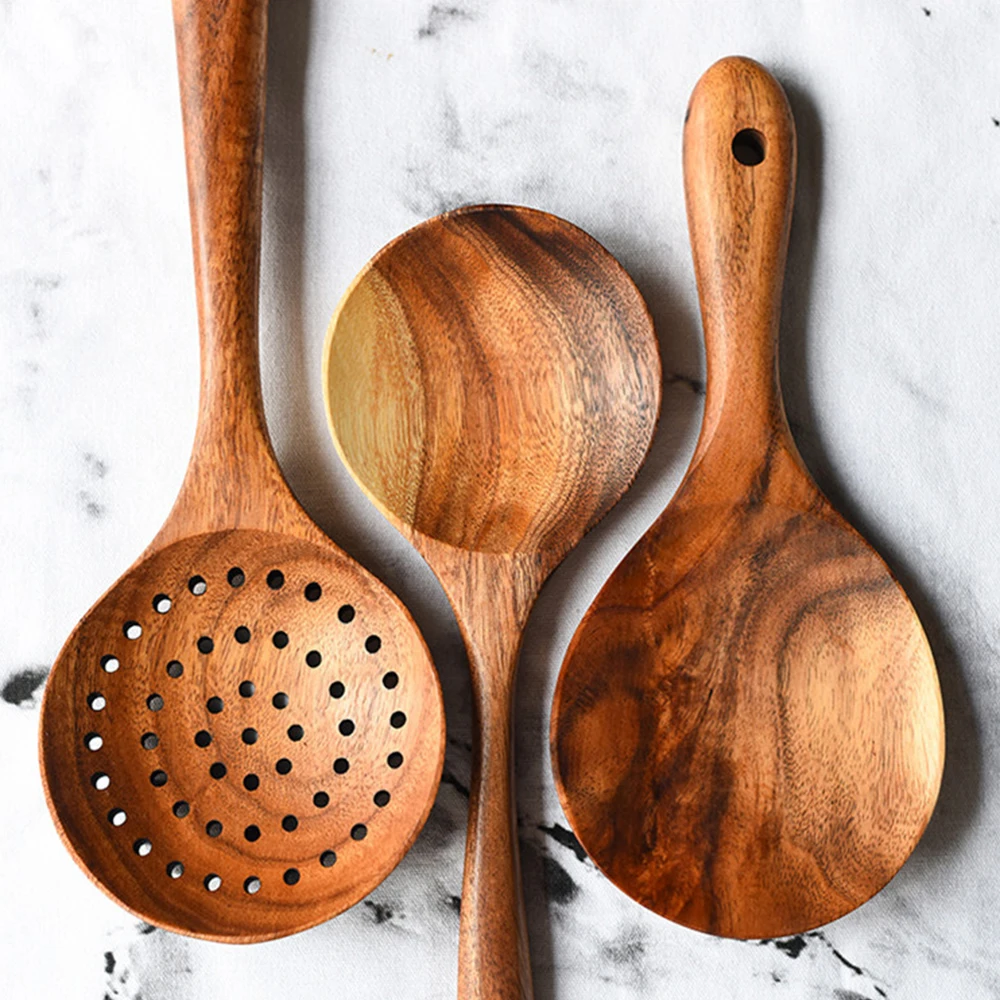 Тиковая деревянная посуда из натурального дерева ложка Тернер дуршлаг для риса