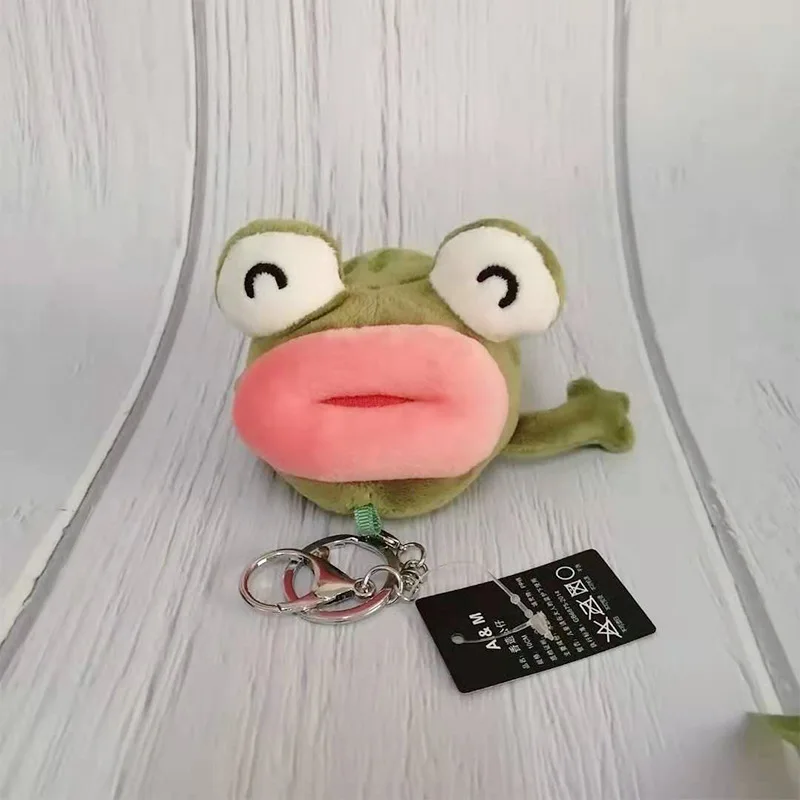 

Funny Big Mouth Frog Plush Doll Hanging Bag Pendant Keychain Ring Key Holder Creative Decoration On Bag Wedding Gift Exquisite