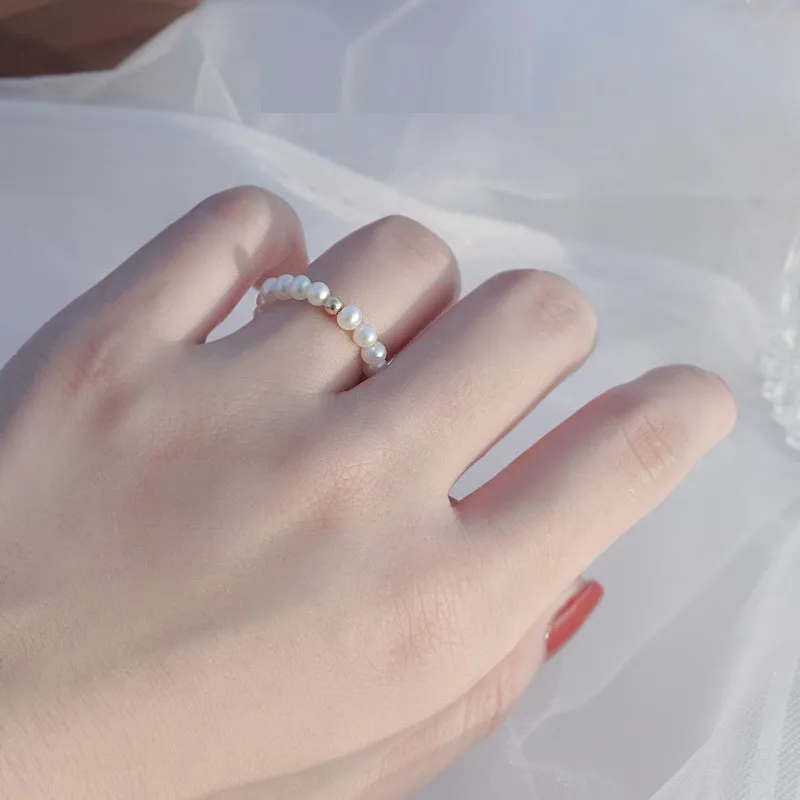 Женское кольцо с жемчугом AOMU геометрическое натуральным пресноводным и бусинами