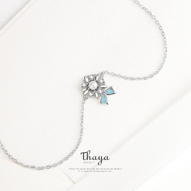 Thaya S925 Silver Bridal Bouquet Bracelets Thin Chain Zircon Handmade For Women Fine Jewelry Charming Bracelet | Украшения и