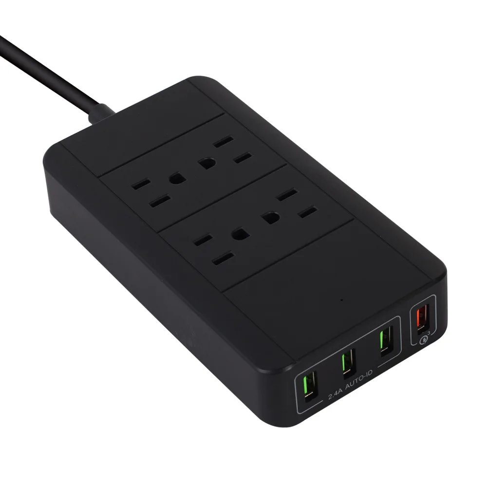 Сетевой фильтр, сетевой фильтр, 4 USB розетки переменного тока, штепсельная розетка США с USB 4 портами QC3.0, быстрая зарядная станция, 6 футов/1,8 м, удлинитель