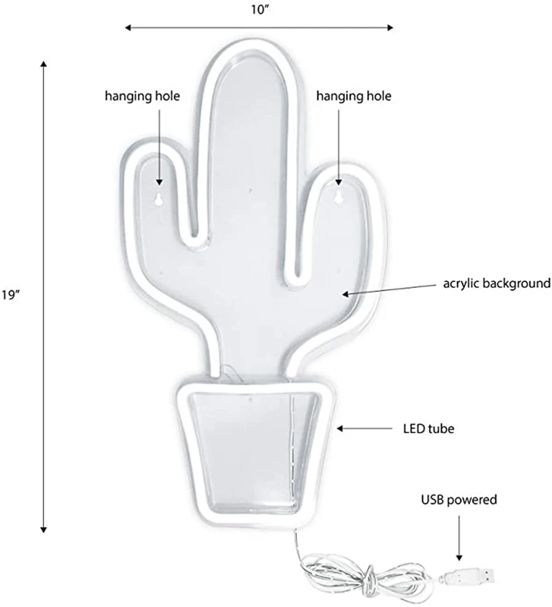 

Cactus Shaped Neon Signs Led Neon Lights Art Wall Decorative Usb Lights For Room Wall Kids Bedroom Birthday Gift Party Bar Decor