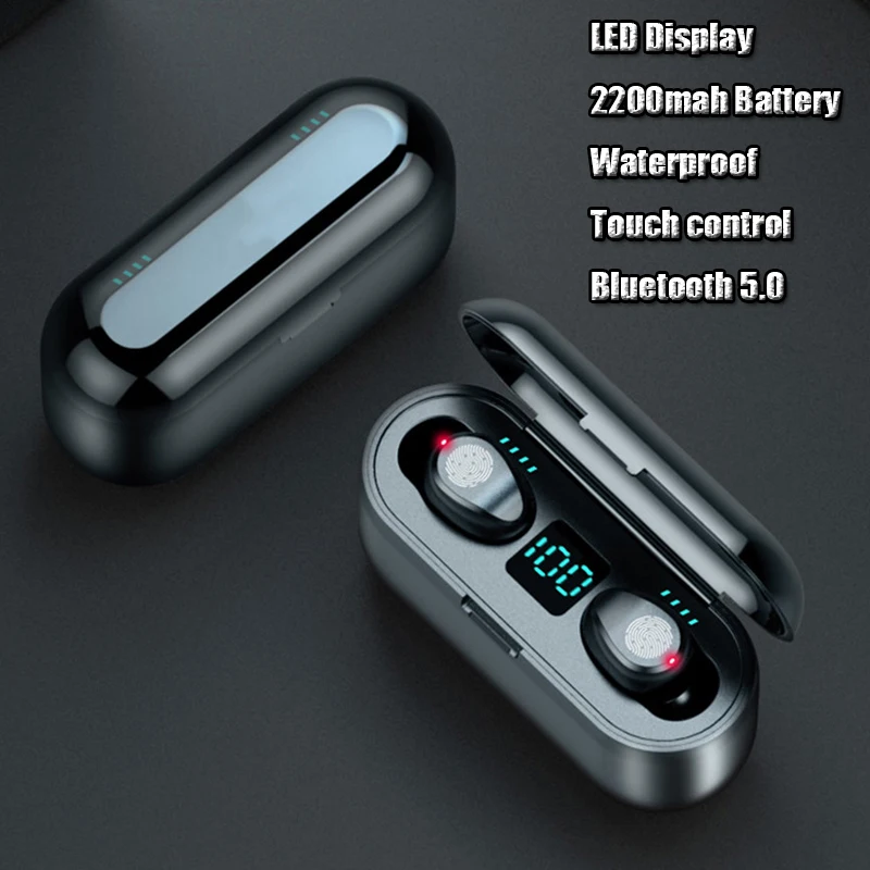 TWS Беспроводные Bluetooth 5 0 наушники с микрофоном светодиодный дисплей 2200 мАч