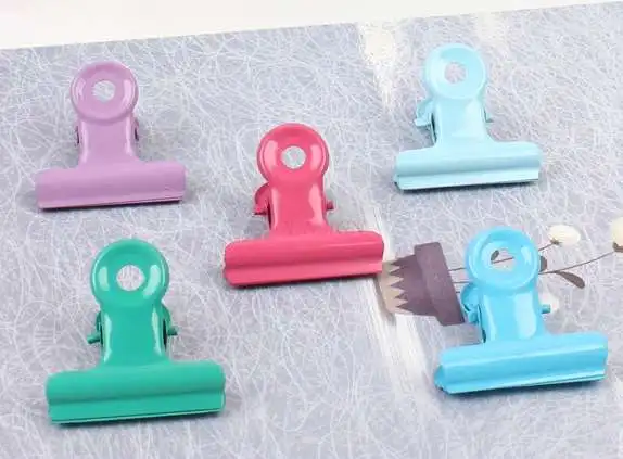 

10pcs Clip stationery folder child color small clip trumpet office supplies student ticket holder book clip cute