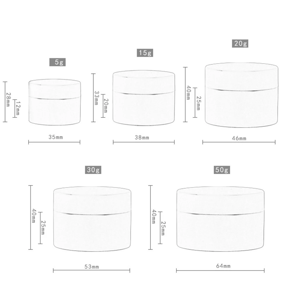 

1 Pcs 5/15/20/30/50g Empty Scrub Cream Box Travel Pp Facial Cream Jar Cosmetic Plastic Box Cosmetic Packaging Refillable Bottles