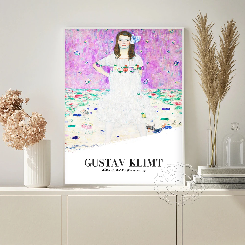 

Gustav Klimt Vintage Art Prints Symbolism Exhibition Museum Poster Girl Portrait Wall Stickers Retro Canvas Painting Home Decor