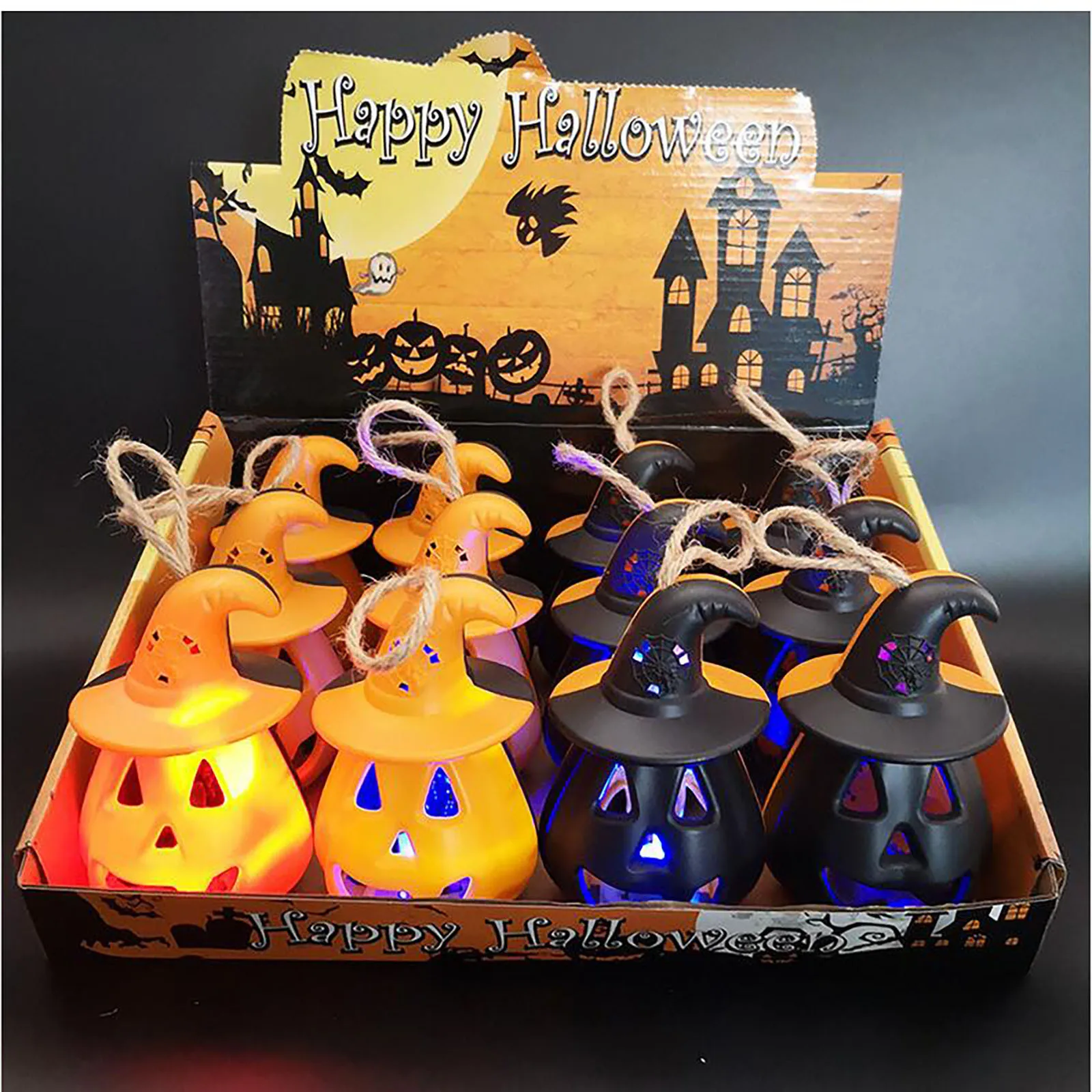 Хэллоуин Портативные светодиодные фонарики с тыквами и черепами, светодиодные огни, висящая лампа-фонарь для вечеринки, крыльца, двора, бара.