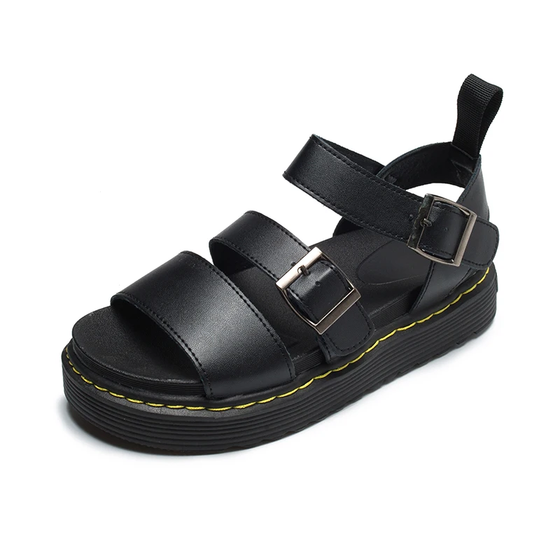 Women Platform Sandals New White Black Flat Heel Solid Color Buckle Gladiator 2021 Outdoor Beach Chunky Woman Shoes | Обувь