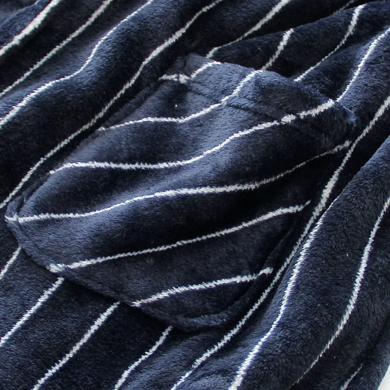 

Flannel Nightdress Ladies Autumn Winter Couple Nightgown Velvet Long Bathrobe Coral Velvet Striped Men Thick Lingerie Sleepwear