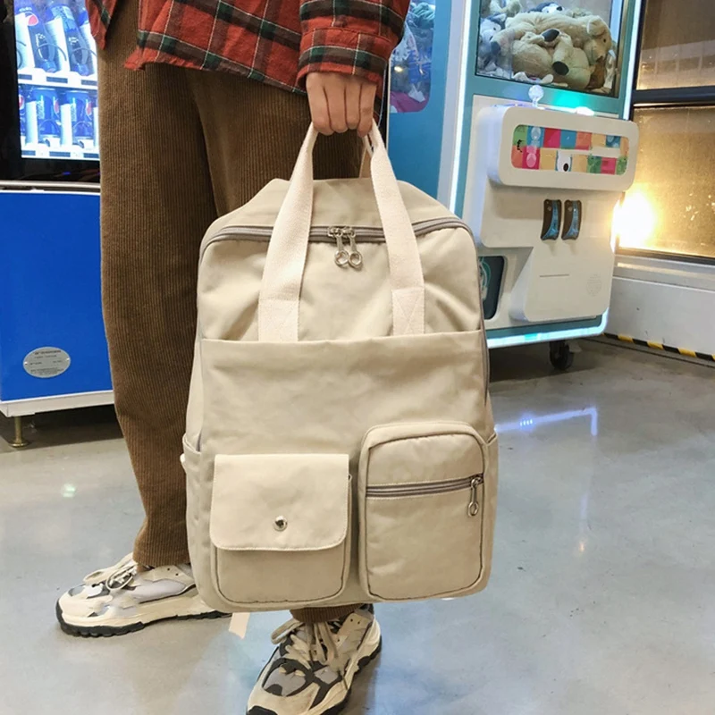 

New Nylon Backpack Campus Style Junior High School Student School Bag Multifunctional Handbag Outdoor Travel Bag