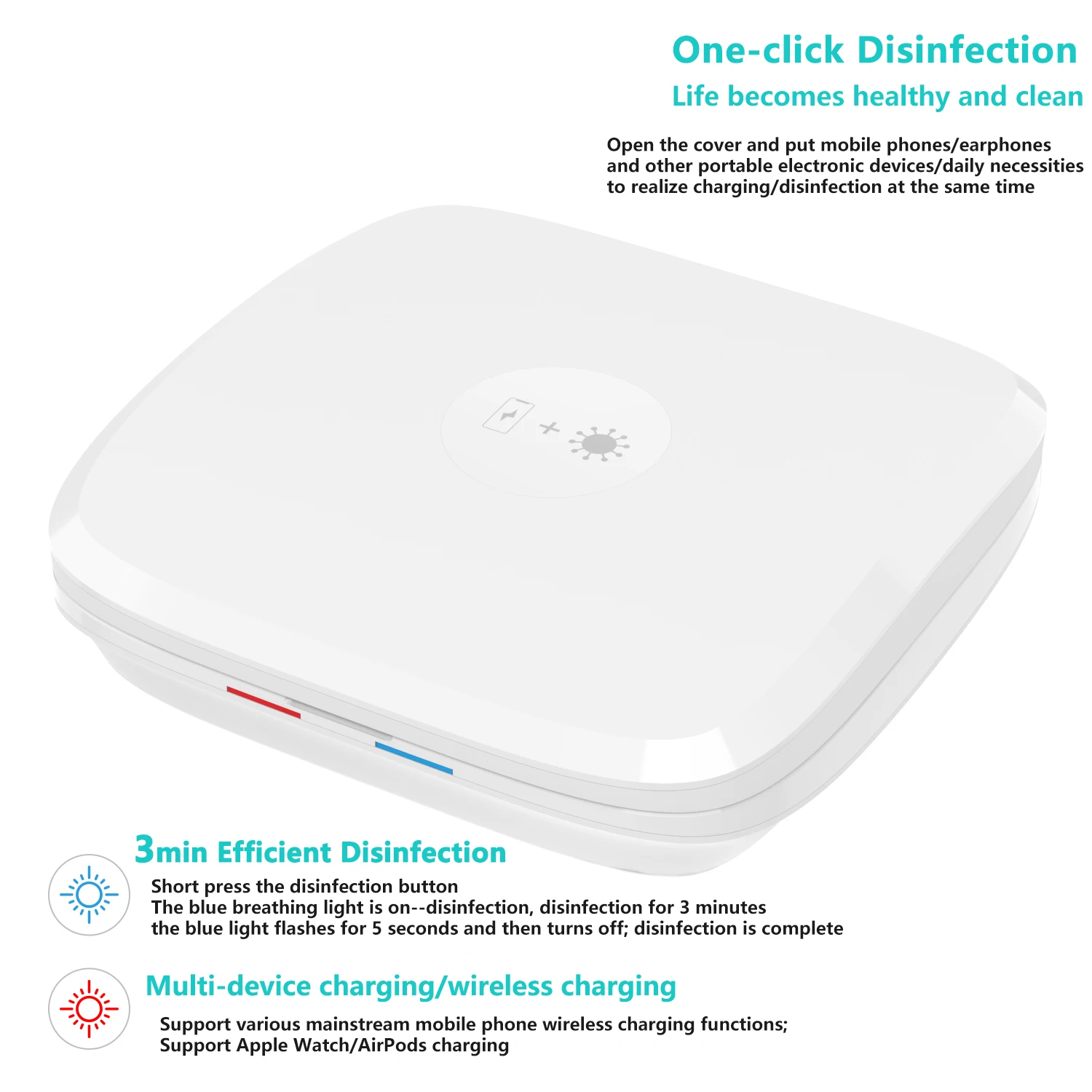 4 in 1 ultraviolet wireless charger multi function mobile phone wireless charging sterilizing box for phone watch and earphone free global shipping