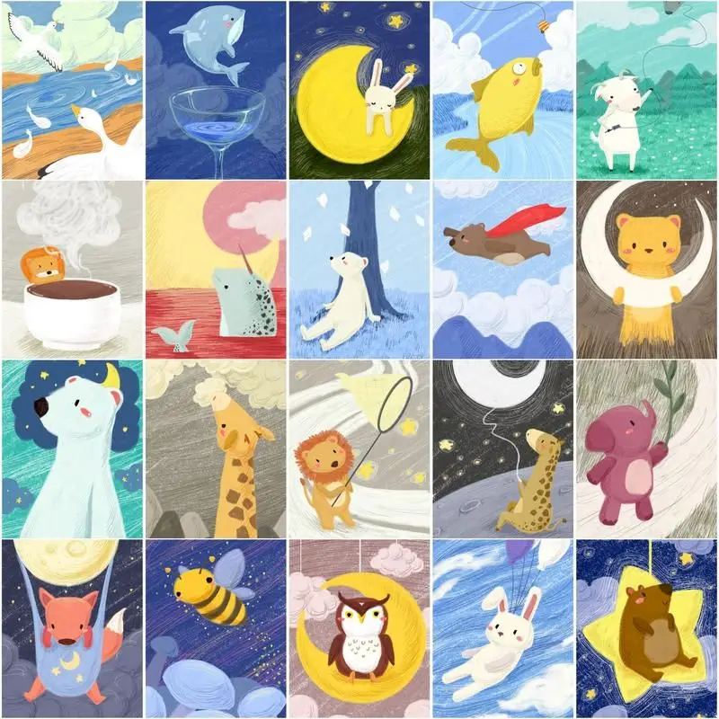 

GATYZTORY Paintings By Numbers DIY Picture Cartoon Animal Paint Home Decoration Canvas Painting Coloring For Living Room Artwork