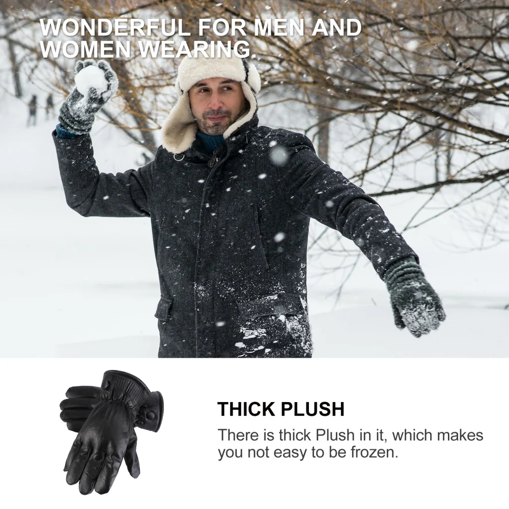 

Creative Winter Plush Anti-static PU Leather Sports Finger Hands Protection Cover for Outdoor Mountain Clim