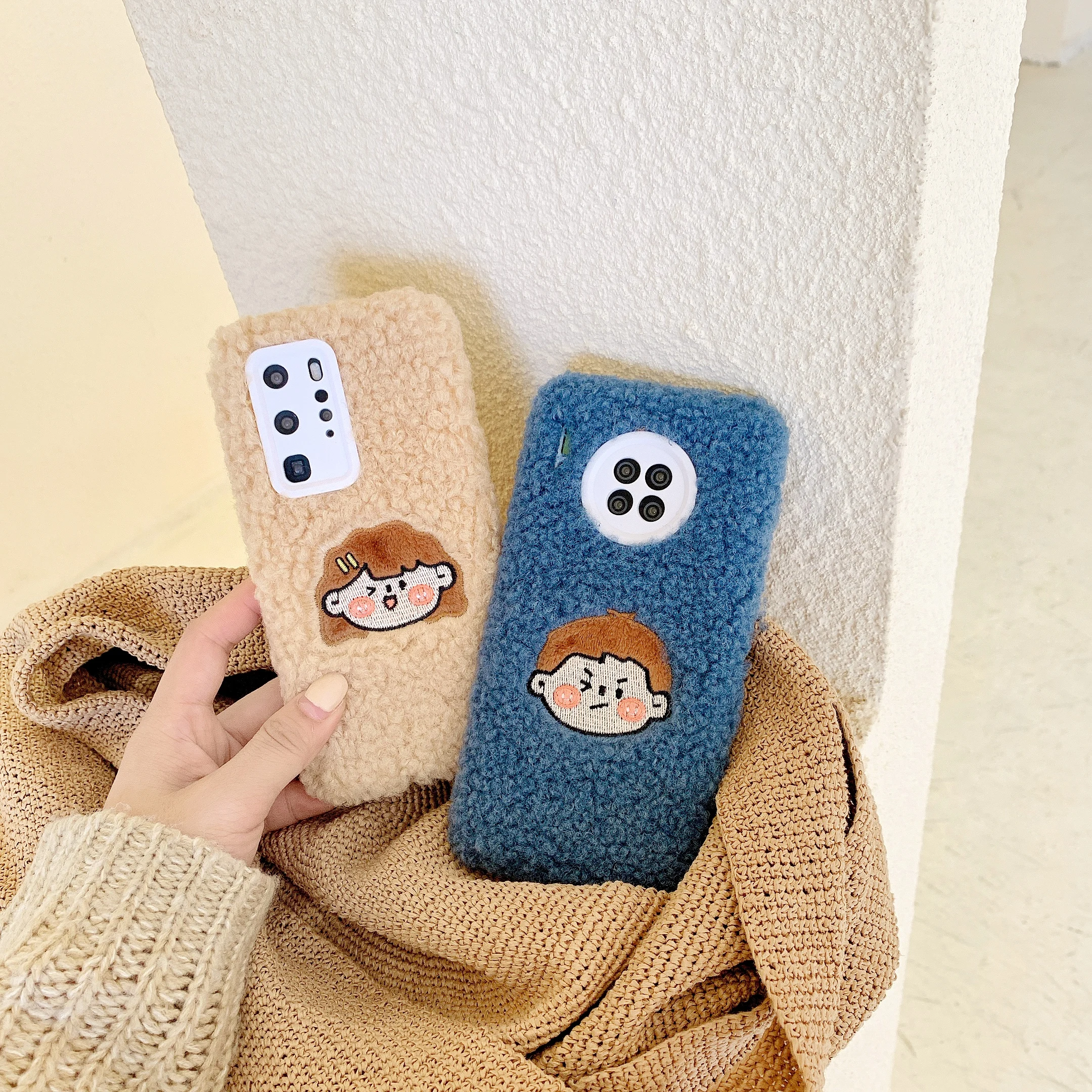 

Plush-couple avatars suitable for HUAWEI P30 pro mobile phone case nova5/6/7/mate protective cover