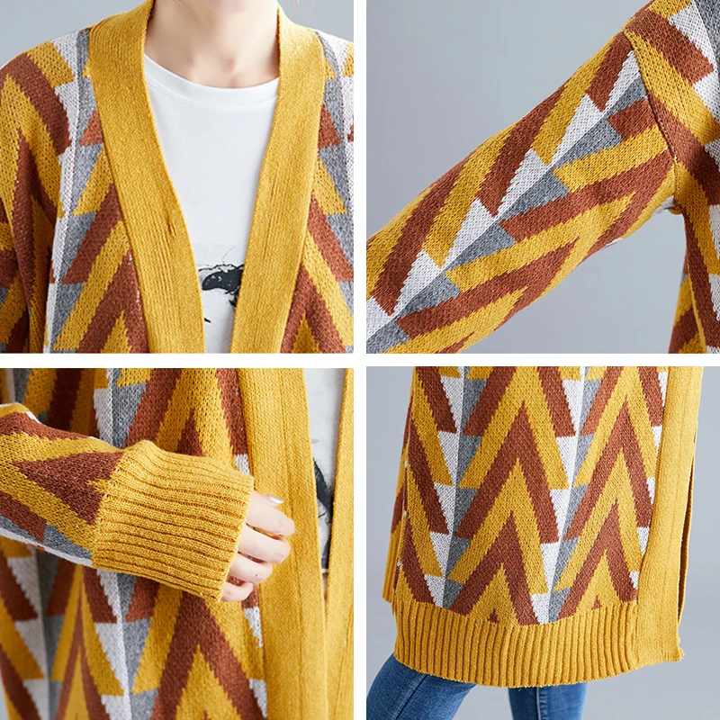 2019 New Design Women Autumn Sweater Knitted High Quality Female Cardigan Striped Ladies Cardigans |
