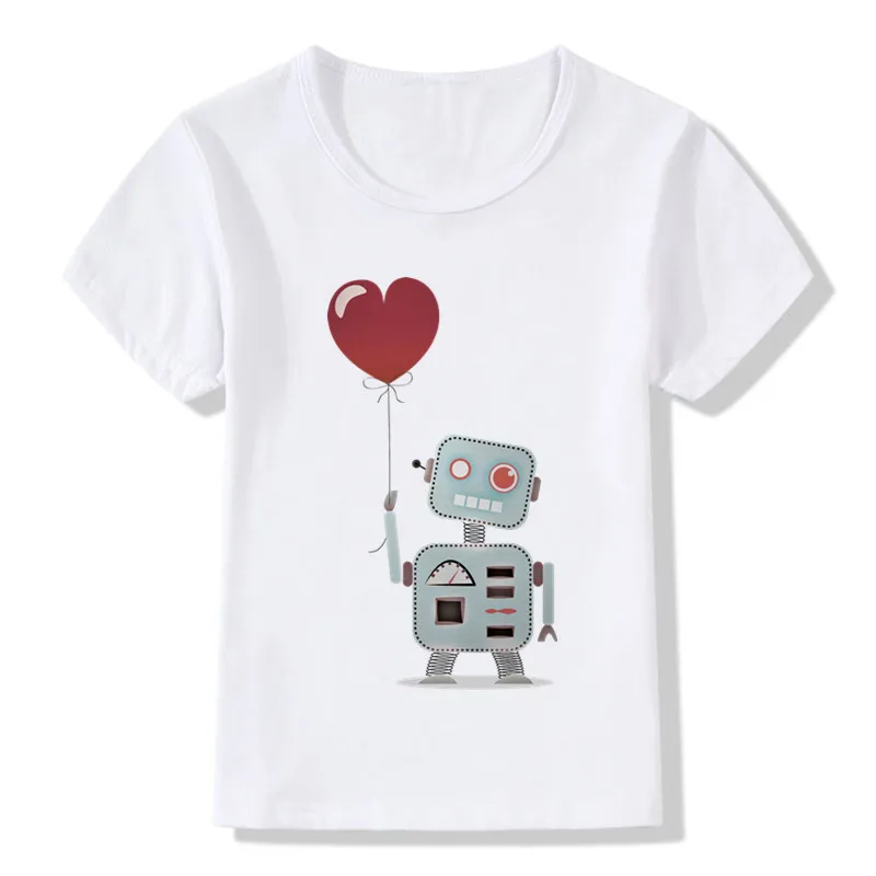 

Children Robot Print Funny T-shirts Kids Summer Tops Girls Boys Short Sleeve T shirt Love Balloon Kpop Baby Clothes,ooo122