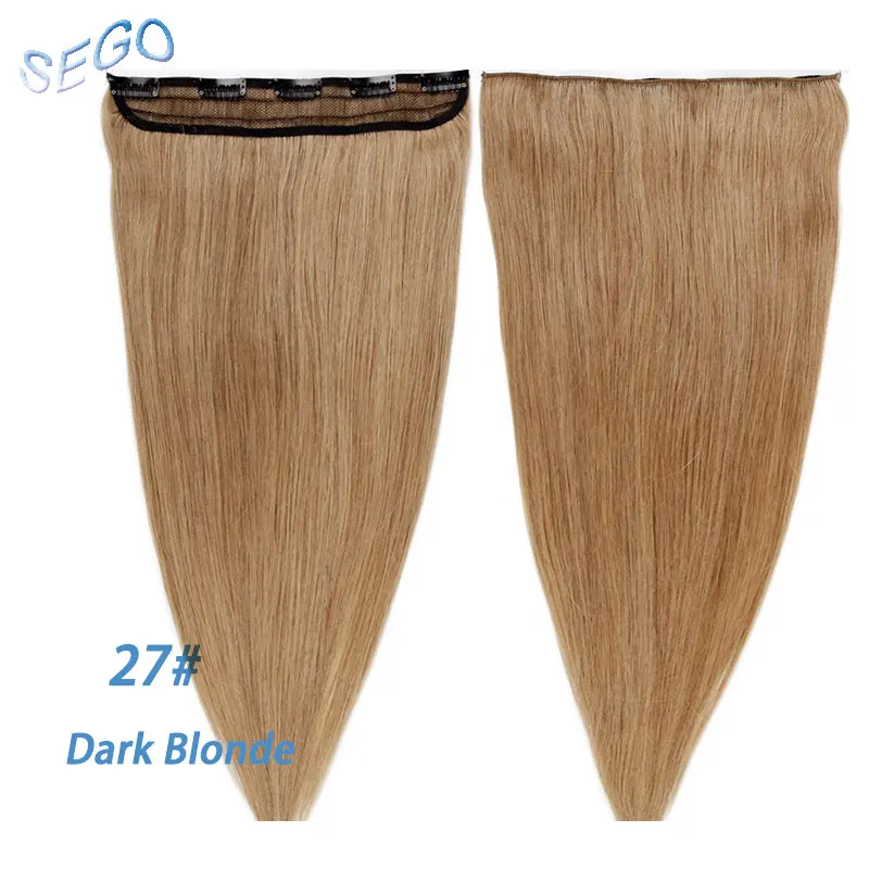 SEGO 1"-24" клип в одном куске настоящие человеческие волосы для наращивания 1 p/w 5 клипов не Реми кусок прямые индийские волосы 40 г-60 г