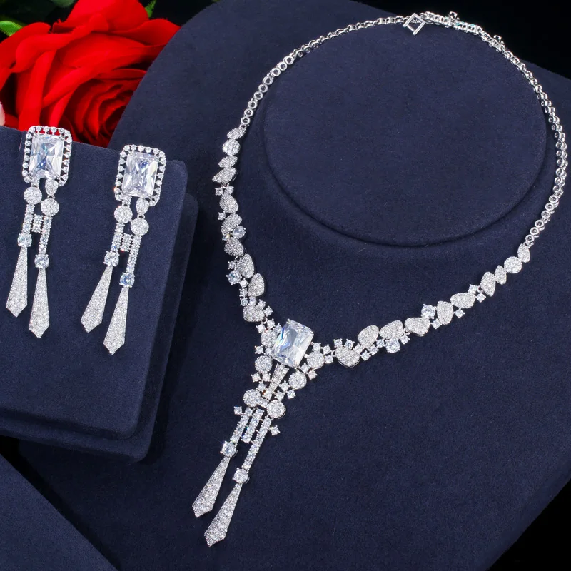 CWWZircons Роскошный желтый CZ Камень Висячие длинные кисточки свадебные серьги