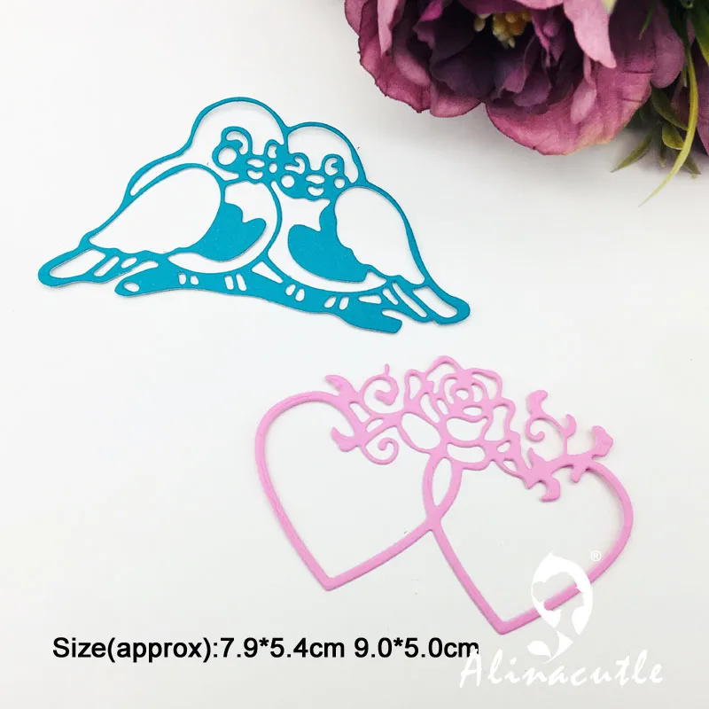 Металлическая высечка Двойное сердце Птицы Сделай Сам Скрапбукинг Бумага