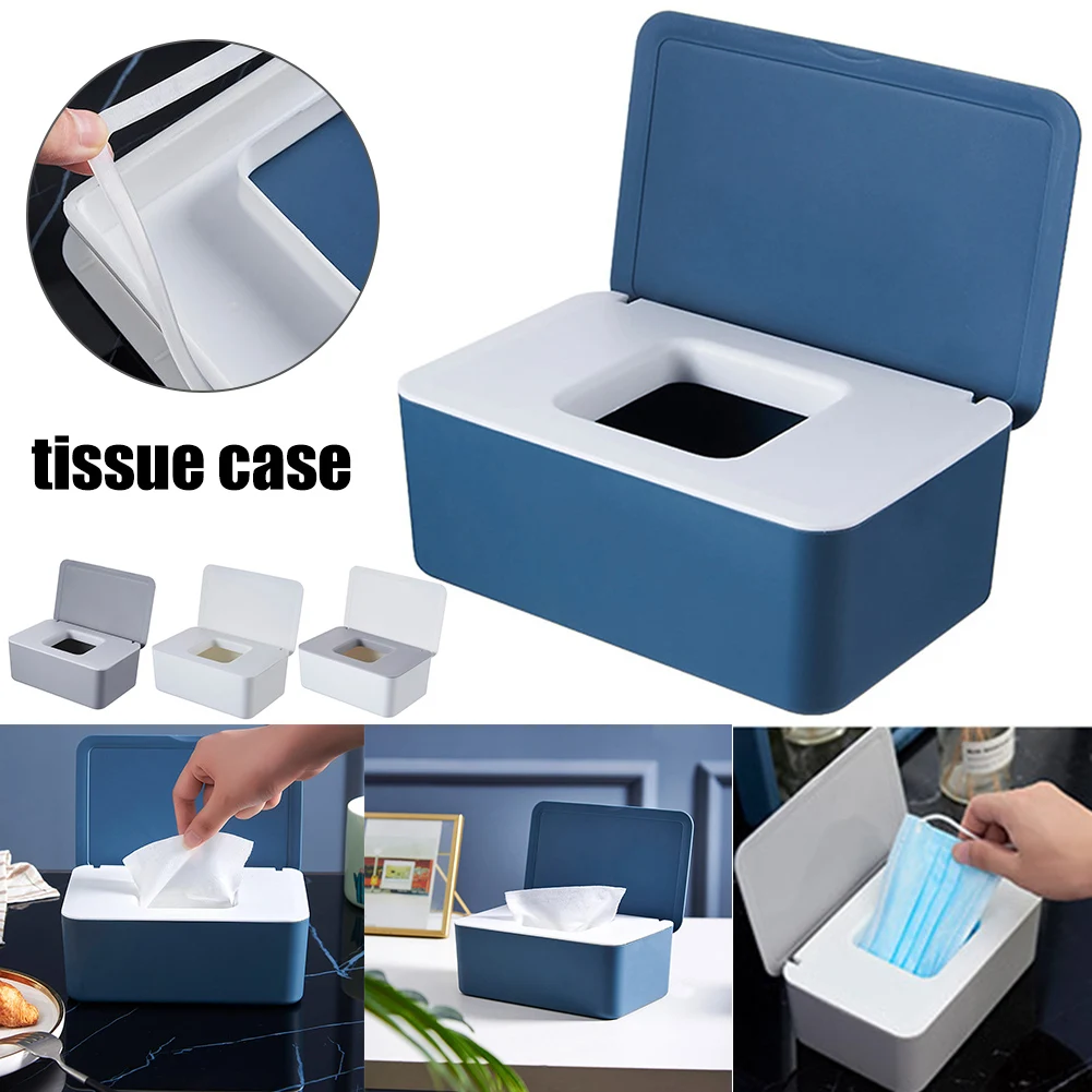 

Multifunctional Dustproof Tissue Storage Box Case Wet Wipes Dispenser Holder with Lid for Face Cover Napkin Holder for Kitchen