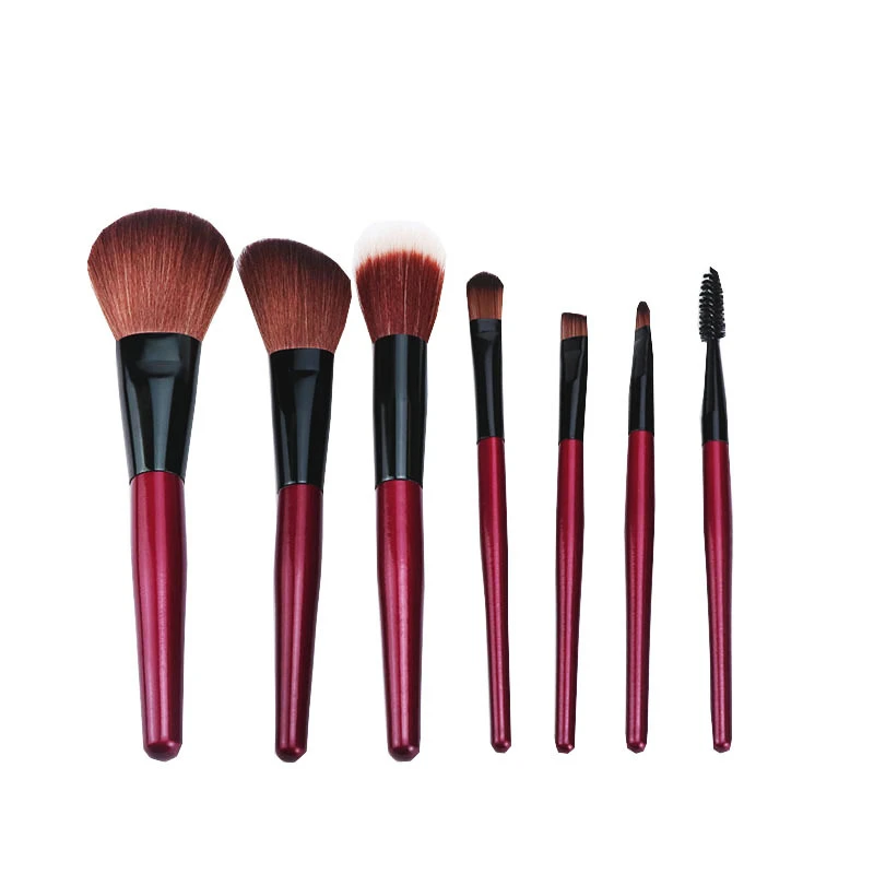 

7 Pcs/set Red Makeup Brushes Set For Foundation Powder Blush Eyeshadow Lip Make Up Brush Multi-functional Cosmetics Beauty Tools