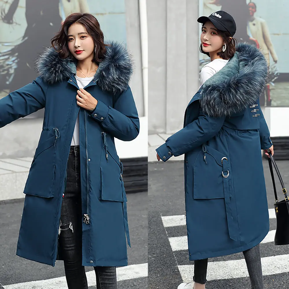 PinkyIsBlack -30 Degrees Snow Wear Long Parkas Winter Jacket Women Fur Hooded Clothing Female Fur Lining Thick Winter Coat Women