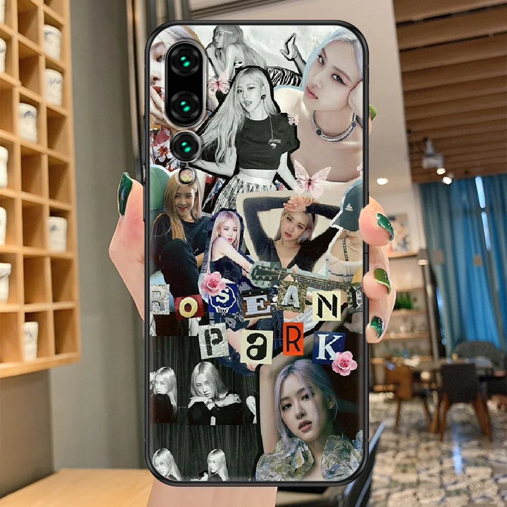 

BLACK Kpop PINK Phone case For Huawei P Mate P10 P20 P30 P40 10 20 Smart Z Pro Lite 2019 black tpu Etui trend bumper painting