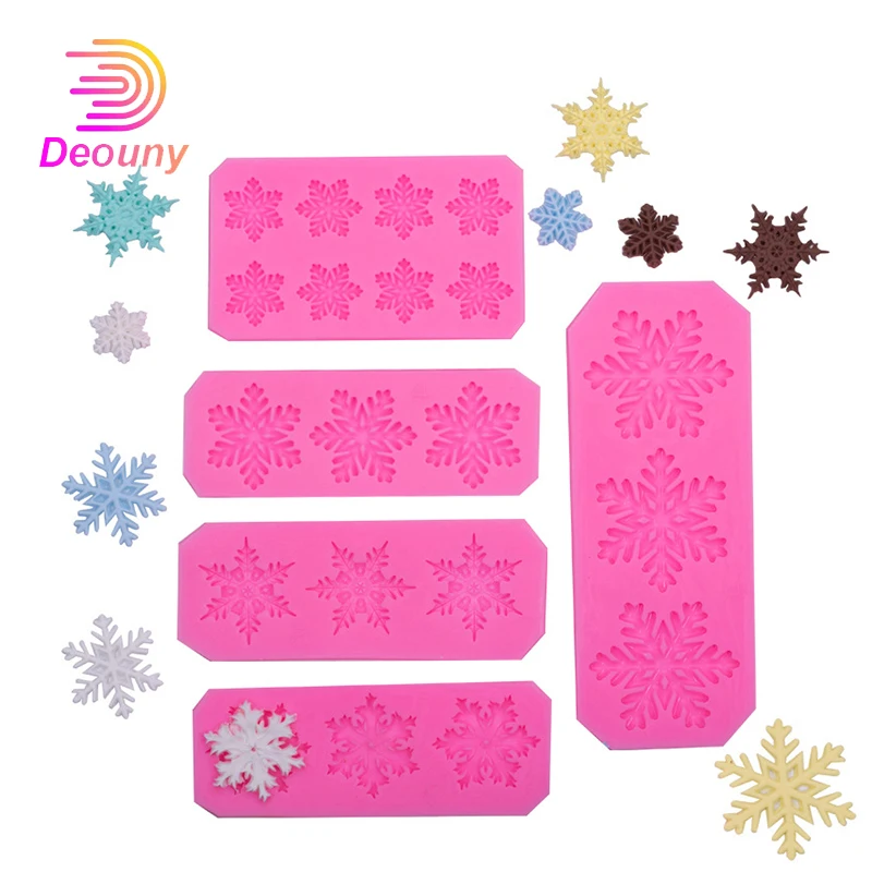 

DEOUNY Christmas Snowflake Shape Silicone Cake Mold Fondant Sugar Cookies Cake Decoration Tools New Year Winter Baking Mould New