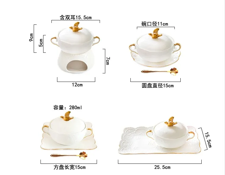 Птичье гнездо шара Керамика Крытая тушеная гриб тремелла фукусовидная чаша