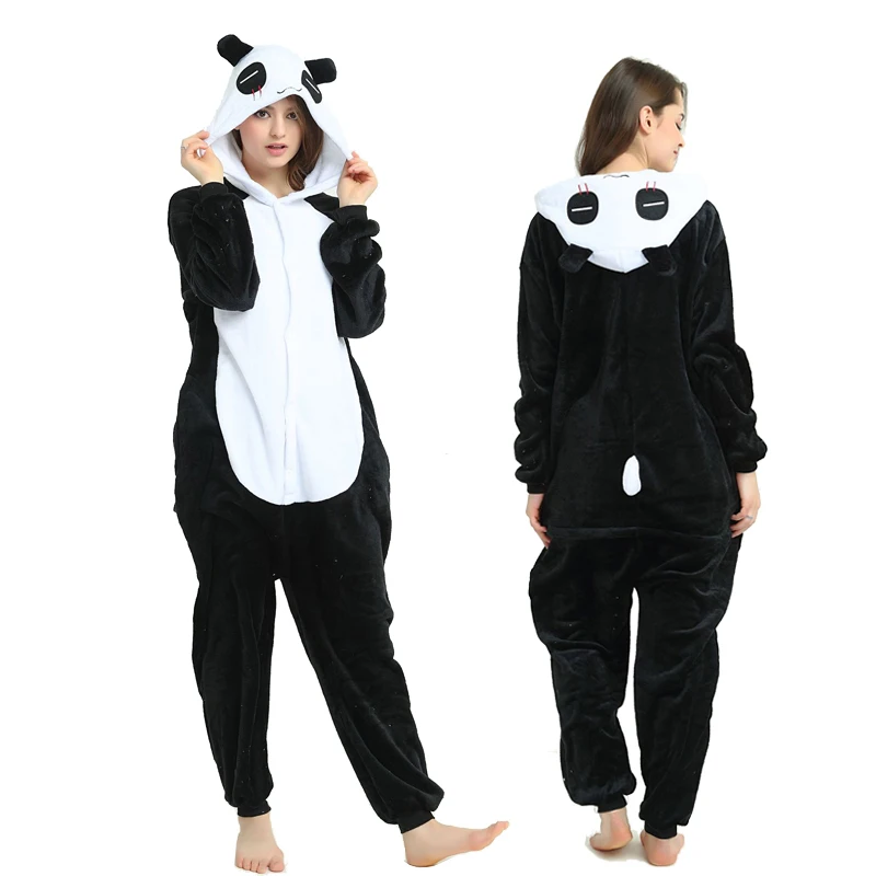 Panda Пижамы для взрослых с животными кигуруми, зимние фланелевые пижамы с рисунком единорога, пижамы с единорогом, пижамы с изображением радуги и звезды - Цвет: Panda
