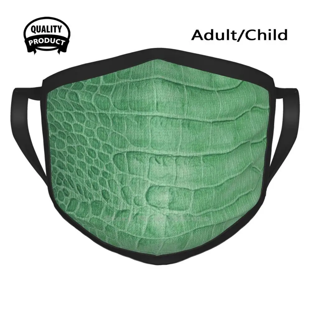 Крокодилья роскошь на маске для рта с дышащей поверхностью, зеленого цвета, дизайнерская, черная, перезаправляемая с эффектом кожи крокодила.