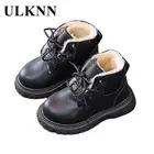 Ботинки со шнуровкой для девочек, Осень-зима 2021, короткие ботинки, кожаные ботинки с низким верхом для мальчиков, обувь для детей среднего и маленького возраста