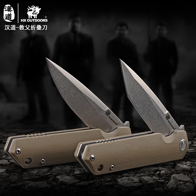 Hx внешний Флиппер нож из стали 9cr18mov рукоятка G10 для охоты спасения искусственный