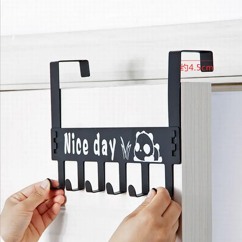 

Door Rack 6 Hooks Hanger Detachable Home Storage Organizer Wall Hook Hat Clothes Bag Holder No Drilling Bathroom Hanger