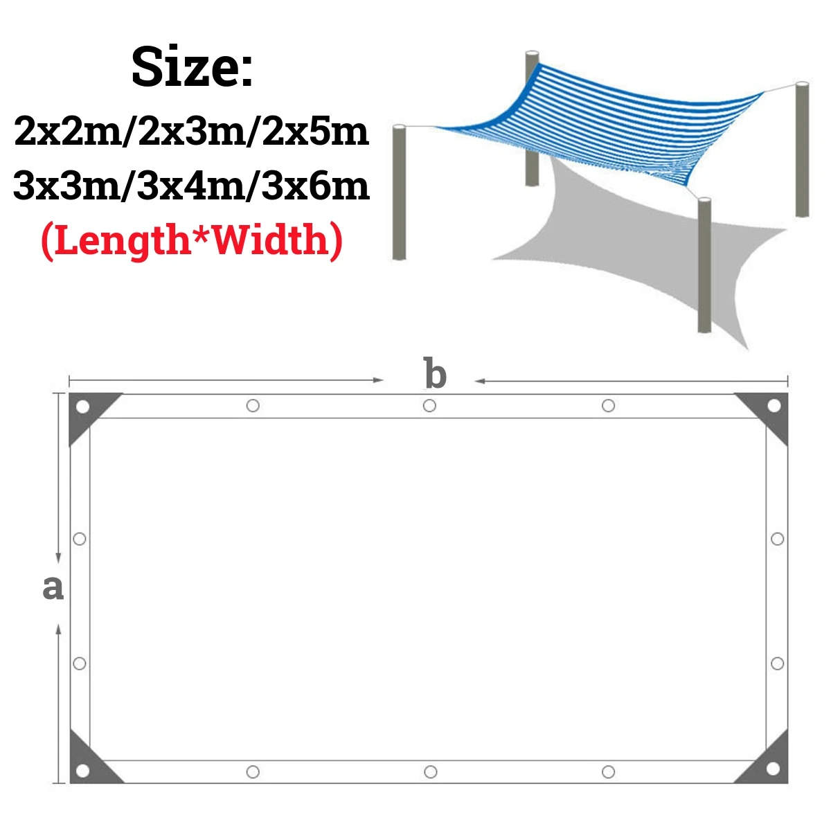 

8 Pin Sunshade Net Anti-UV 90% Shading Rate Outdoor Garden Sunscreen Sunblock Shade Cloth Net Plant Greenhouse Car Cover