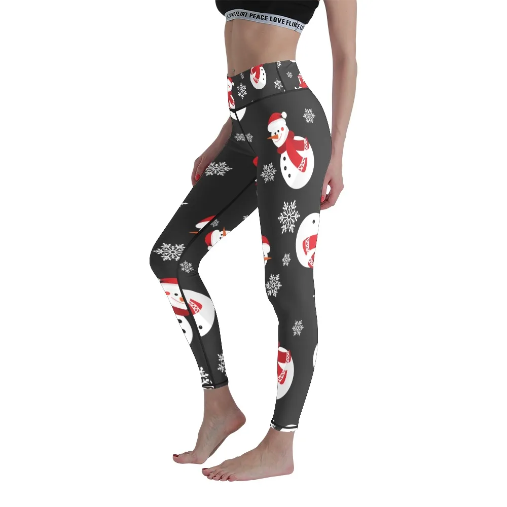 

Snowman 3D Printing New Design Ladies High Waist Yoga Pants Sports Tights Lightweight Stretch Leggings Fitness Pants Wraps Leg