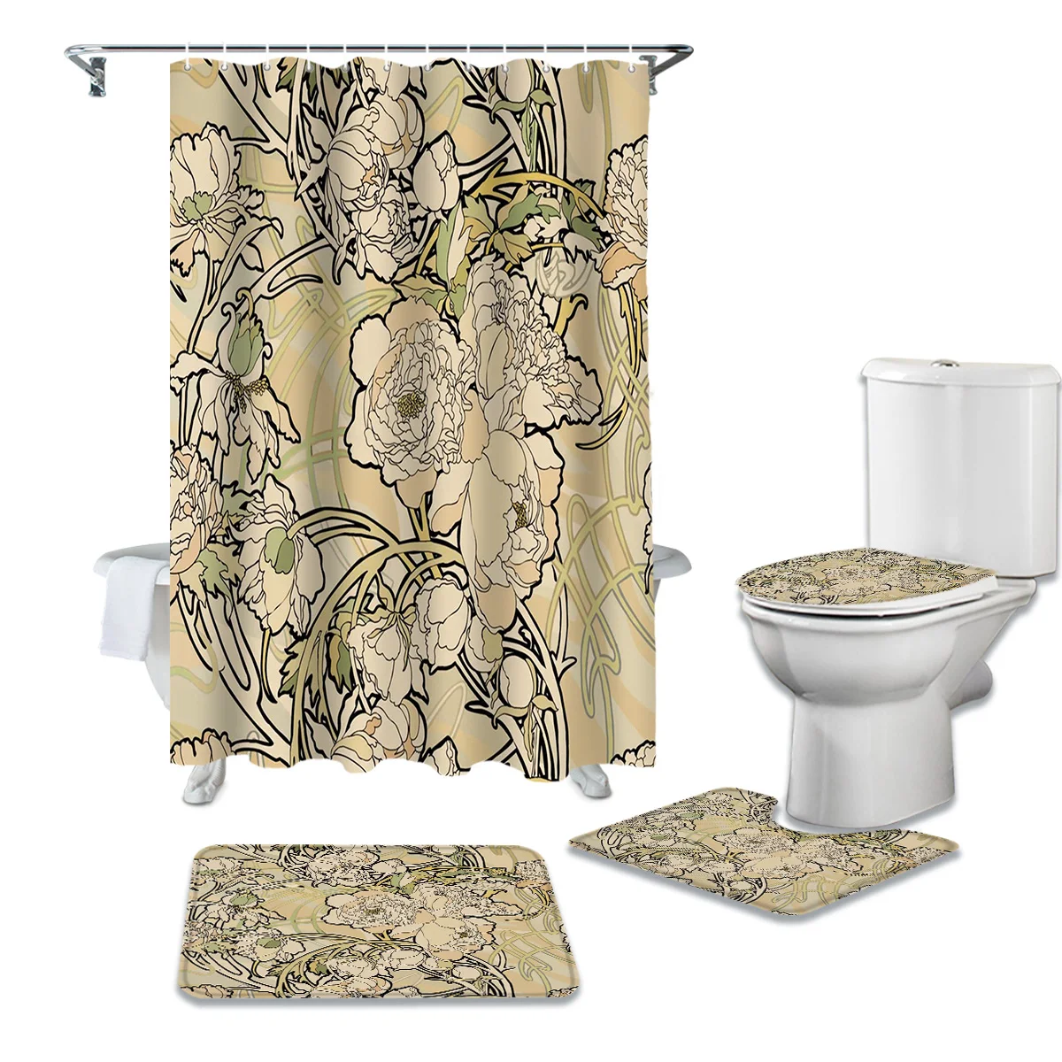 Винтаж в европейском стиле с цветочным принтом Ванная комната Шторы комплект
