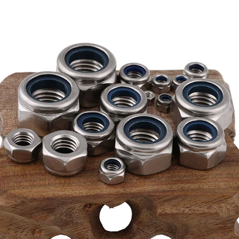 Американская нейлоновая Стопорная гайка из нержавеющей стали самоблокирующаяся