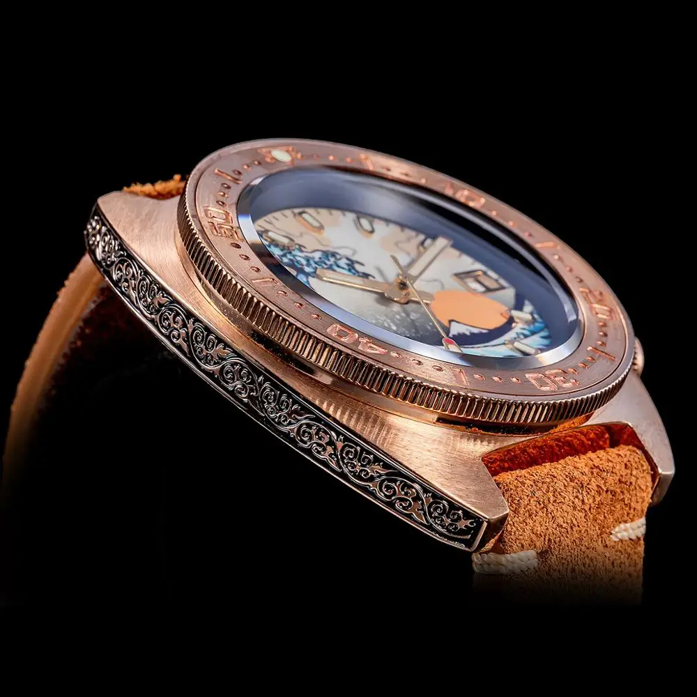 

New Tuna SRP777 Bronze Men watches Kanagawa waves Luminous dial Sapphire Crystal 20ATM Automatic Diving Wrist watch For Men Male