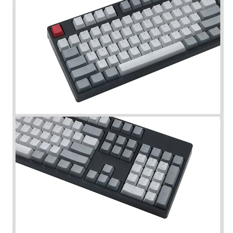 

Vintage Vintage Style OEM Profile Thick PBT Shot Backlit RGB Keycaps Gray White Red Mix ANSI 108-Key for Cherry MX Switches