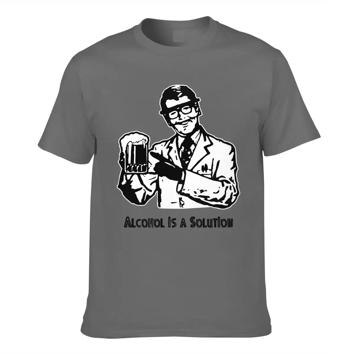 

Men tshirts Short Sleeve Cotton Soft Breathable Mens t shirts Alcohol is a Solution Funny Print Top Casual Fashion Male T-shirts