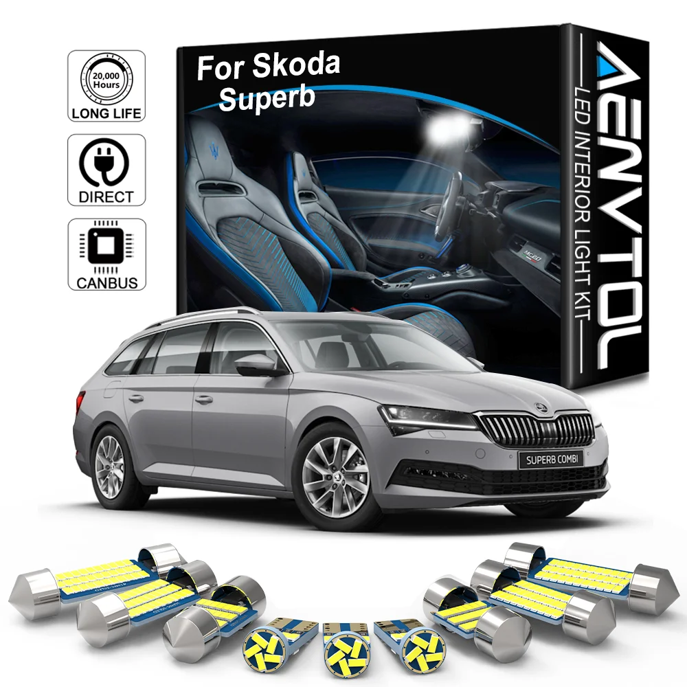 

AENVTOL Canbus For Skoda Superb 1 2 3 MK1 MK2 MK3 Sedan Estate 2001 2005 2011 2014 2015 2018 Auto LED Interior Light Accessories